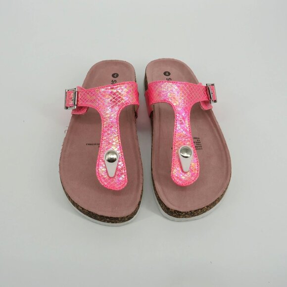 Sprox Girls Pink Snake Print Buckle Strap Cork Sandals Size 4 NIB - Picture 1 of 6